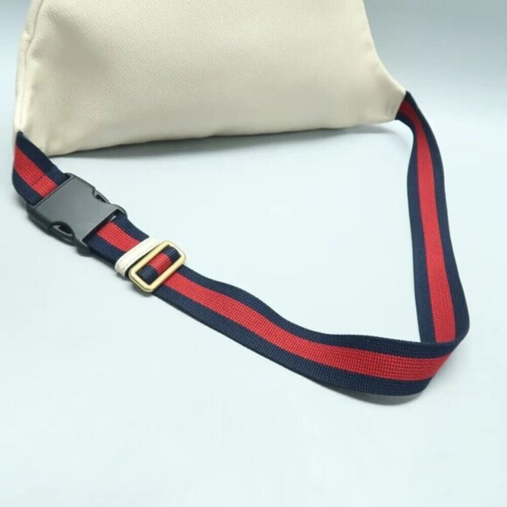 Authentic Gucci Logo Belt Bag Medium White Leather GG Waist Bag Crossbody - Picture 9 of 13